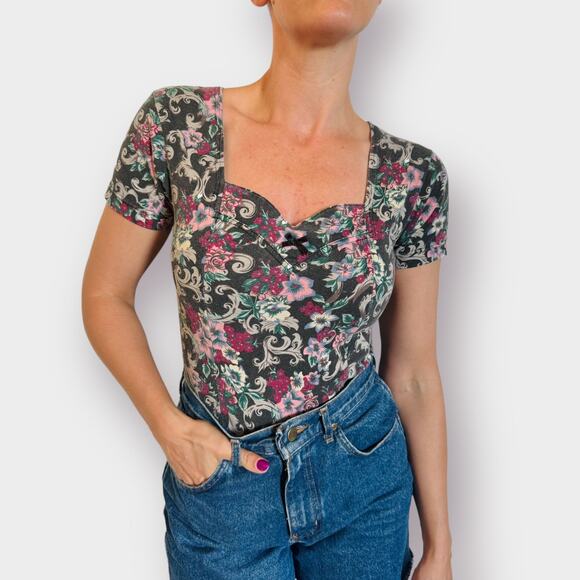 90s Instant Action‎ Floral Bodysuit - Picture 1 of 4